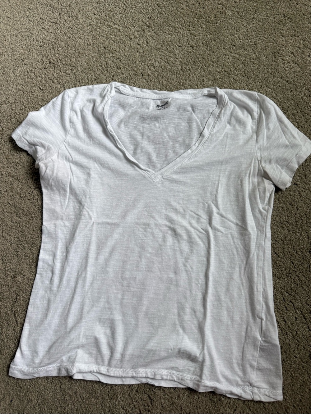 Madewell White V‑Neck Short Sleeve Tee